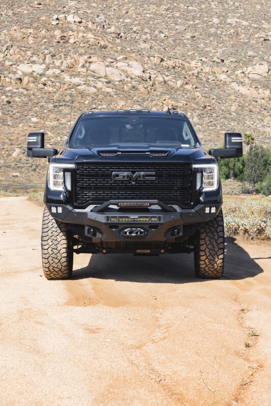 GMC Sierra 3500 Front Bumper - DV8 Offroad - Spec Series - Micro-texture black powder coat with satin black accents - `20-`23